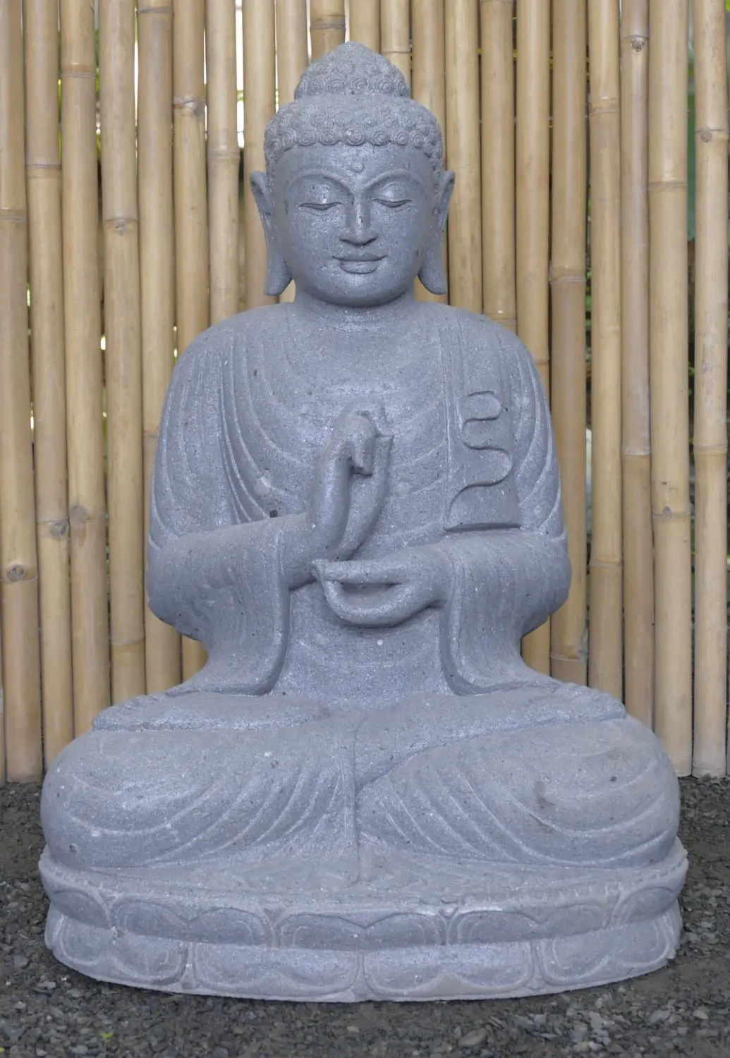  Product image 2 of the product “Seated Buddha, position Dharmachakra, 66 x 51 x 95 cm, riverstone grey ”